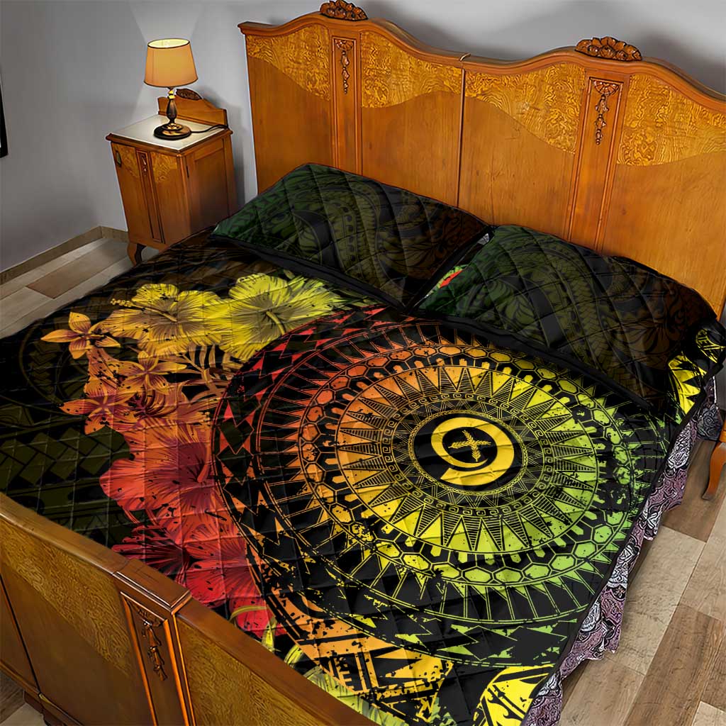 Vanuatu Quilt Bed Set Hibisus Polynesian Pattern Reggae - Polynesian Pride