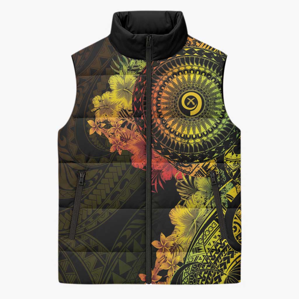 Vanuatu Sleeveless Puffer Jacket Hibisus Polynesian Pattern Reggae - Polynesian Pride