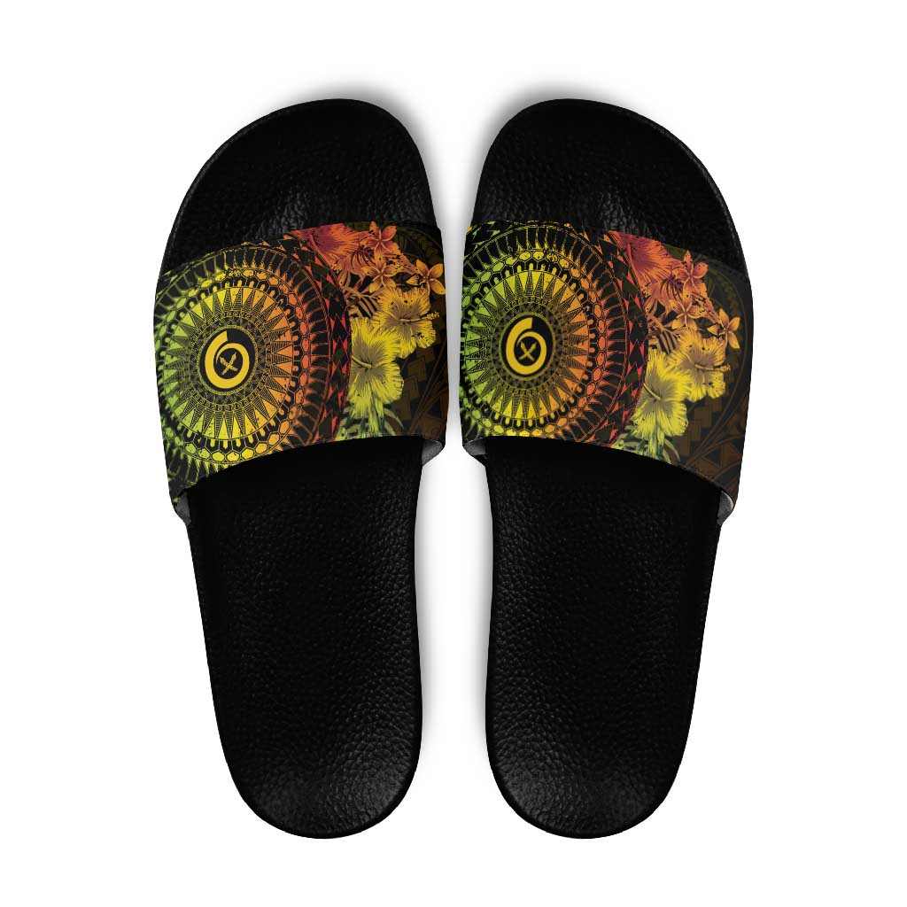 Vanuatu Slide Sandals Hibisus Polynesian Pattern Reggae - Polynesian Pride