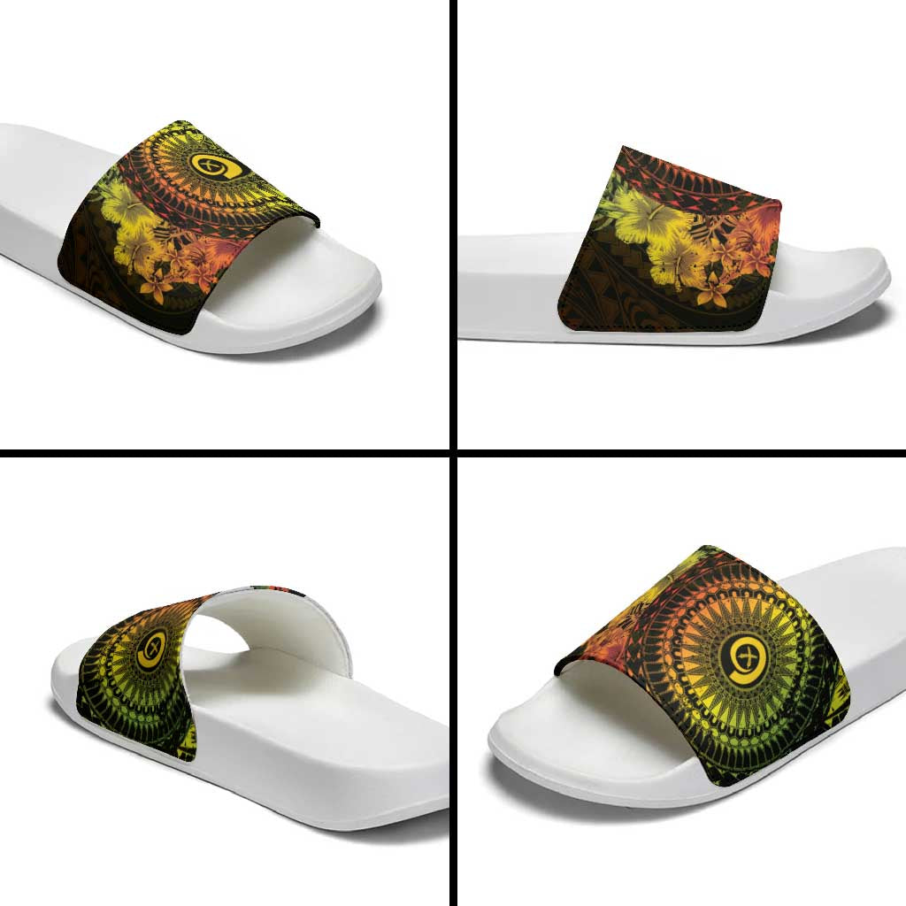 Vanuatu Slide Sandals Hibisus Polynesian Pattern Reggae - Polynesian Pride