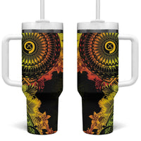 Vanuatu Tumbler With Handle Hibisus Polynesian Pattern Reggae - Polynesian Pride