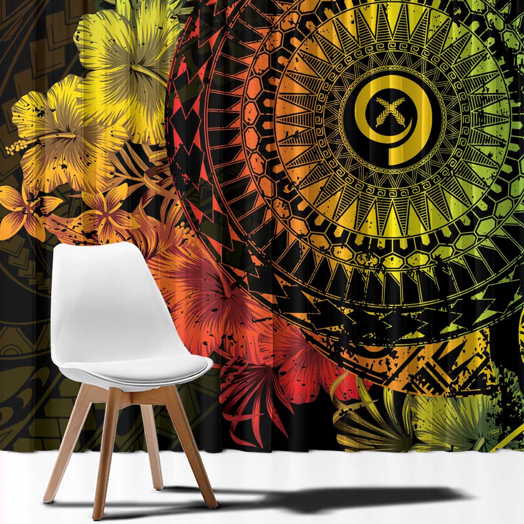 Vanuatu Window Curtain Hibisus Polynesian Pattern Reggae - Polynesian Pride