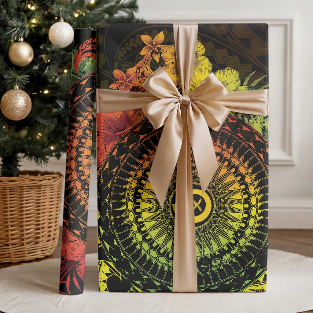 Vanuatu Wrapping Paper Hibisus Polynesian Pattern Reggae - Polynesian Pride