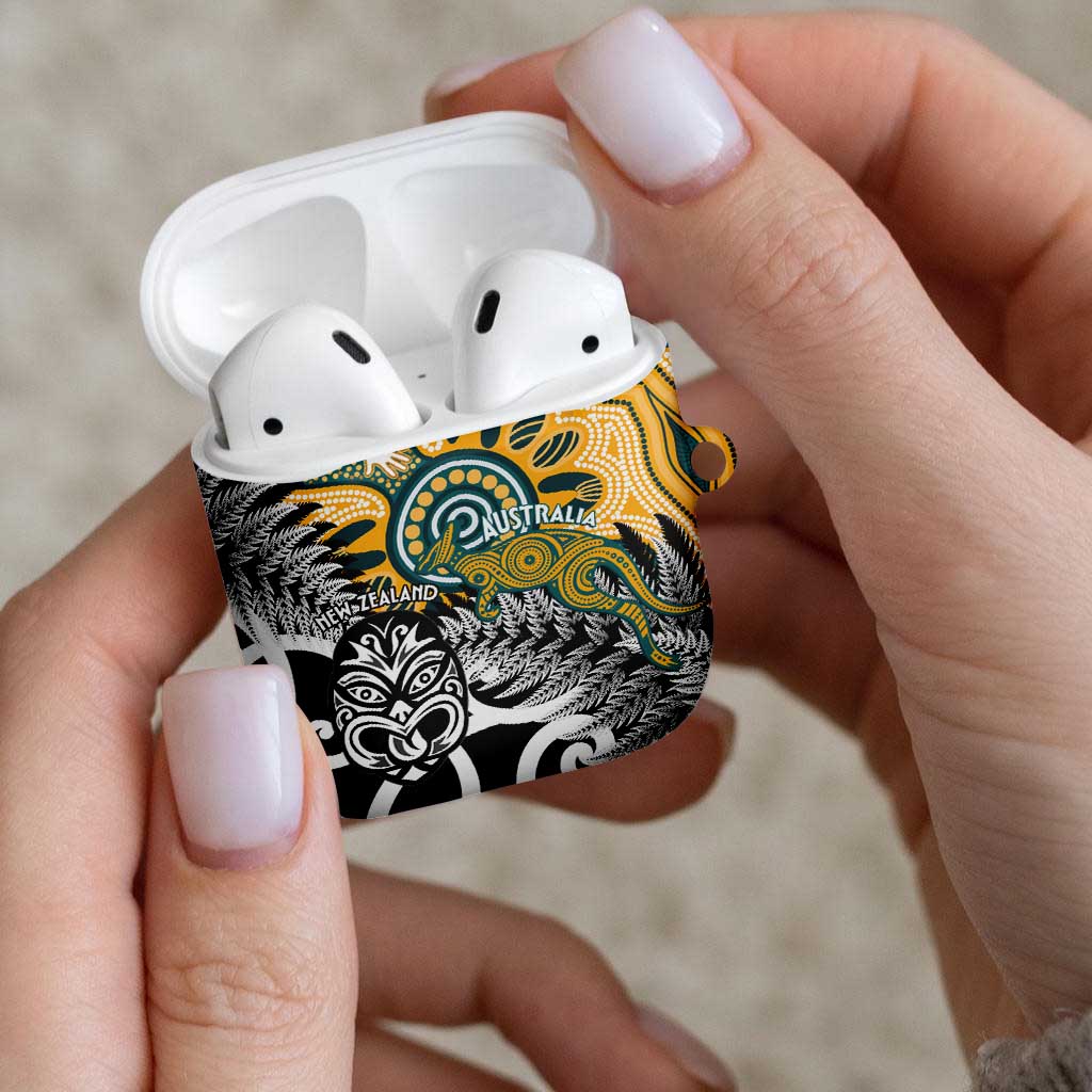 New Zealand Australia Rugby AirPods Case Wallabies Aboriginal All Black Maori Tiki Together - Polynesian Pride
