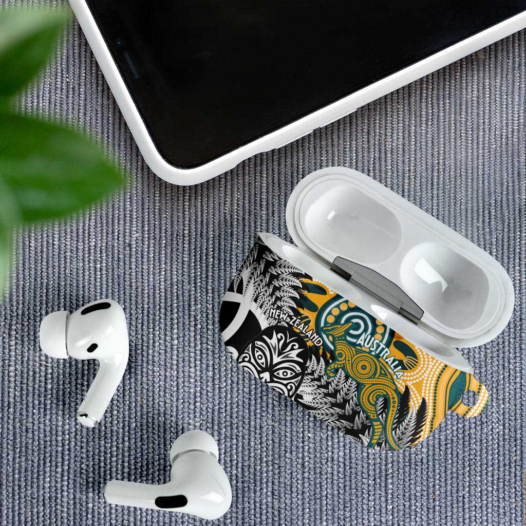 New Zealand Australia Rugby AirPods Case Wallabies Aboriginal All Black Maori Tiki Together - Polynesian Pride