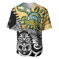 New Zealand Australia Rugby Custom Baseball Jersey Wallabies Aboriginal All Black Maori Tiki Together - Polynesian Pride
