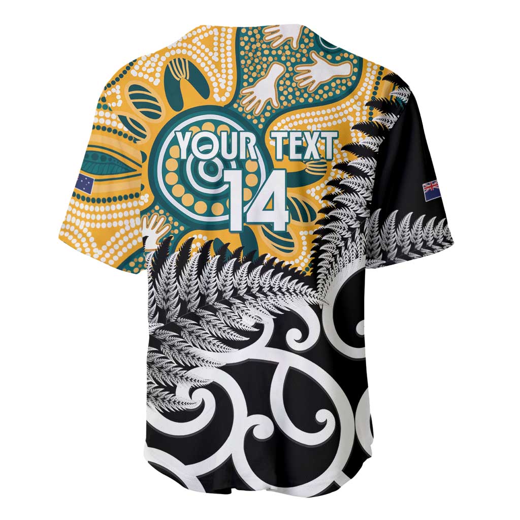 New Zealand Australia Rugby Custom Baseball Jersey Wallabies Aboriginal All Black Maori Tiki Together - Polynesian Pride