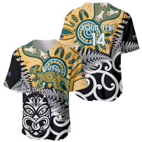 New Zealand Australia Rugby Custom Baseball Jersey Wallabies Aboriginal All Black Maori Tiki Together - Polynesian Pride