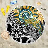 New Zealand Australia Rugby Beach Blanket Wallabies Aboriginal All Black Maori Tiki Together - Polynesian Pride