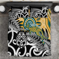 New Zealand Australia Rugby Bedding Set Wallabies Aboriginal All Black Maori Tiki Together - Polynesian Pride