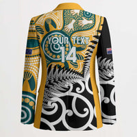 New Zealand Australia Rugby Custom Blazer Wallabies Aboriginal All Black Maori Tiki Together - Polynesian Pride