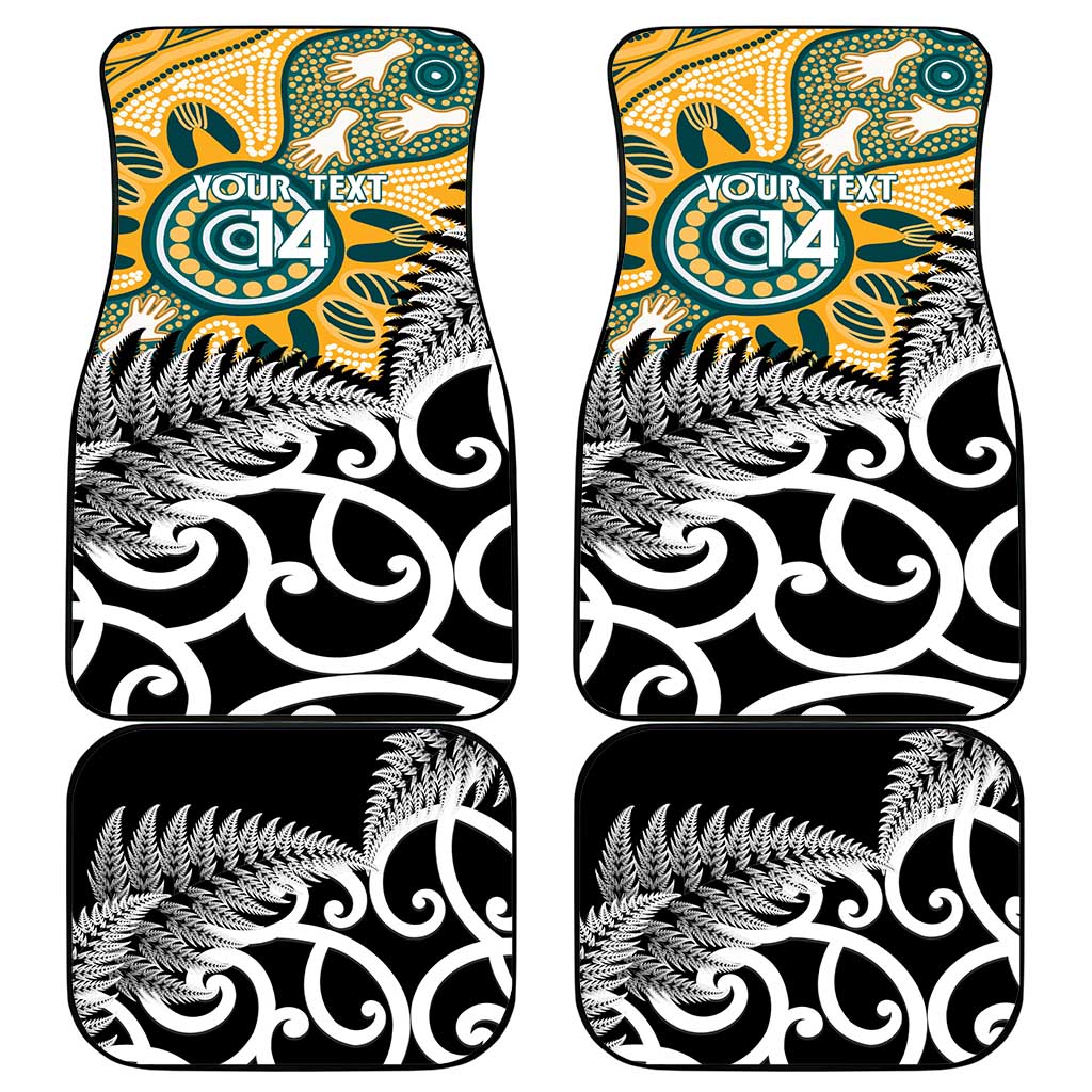 New Zealand Australia Rugby Car Mats Wallabies Aboriginal All Black Maori Tiki Together - Polynesian Pride
