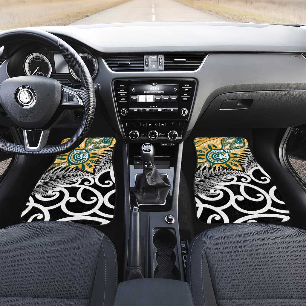New Zealand Australia Rugby Car Mats Wallabies Aboriginal All Black Maori Tiki Together - Polynesian Pride