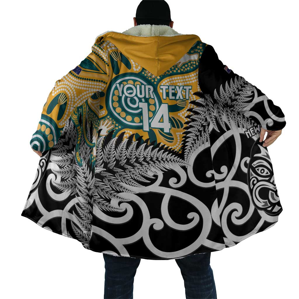 New Zealand Australia Rugby Custom Cloak Wallabies Aboriginal All Black Maori Tiki Together - Polynesian Pride