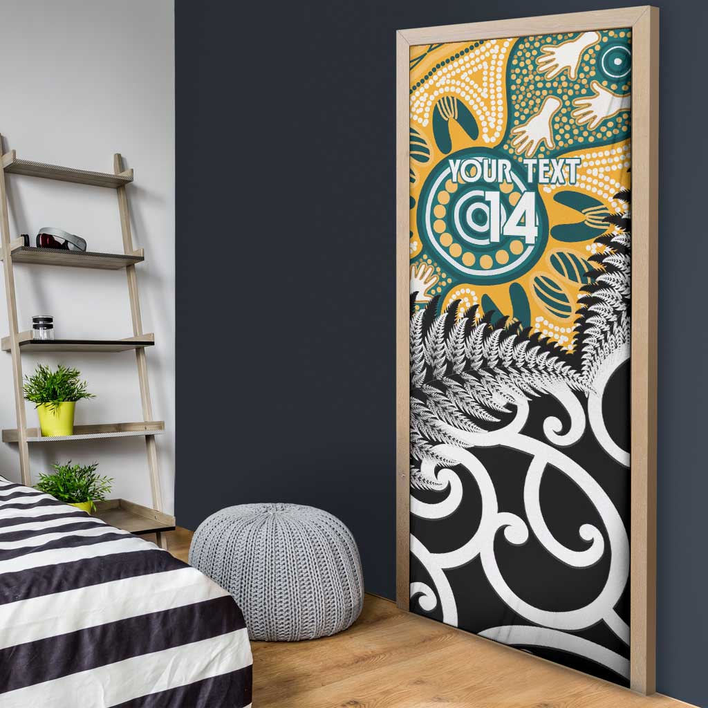 New Zealand Australia Rugby Door Cover Wallabies Aboriginal All Black Maori Tiki Together - Polynesian Pride