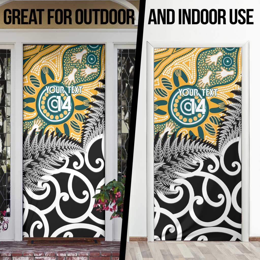 New Zealand Australia Rugby Door Cover Wallabies Aboriginal All Black Maori Tiki Together - Polynesian Pride