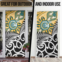 New Zealand Australia Rugby Door Cover Wallabies Aboriginal All Black Maori Tiki Together - Polynesian Pride