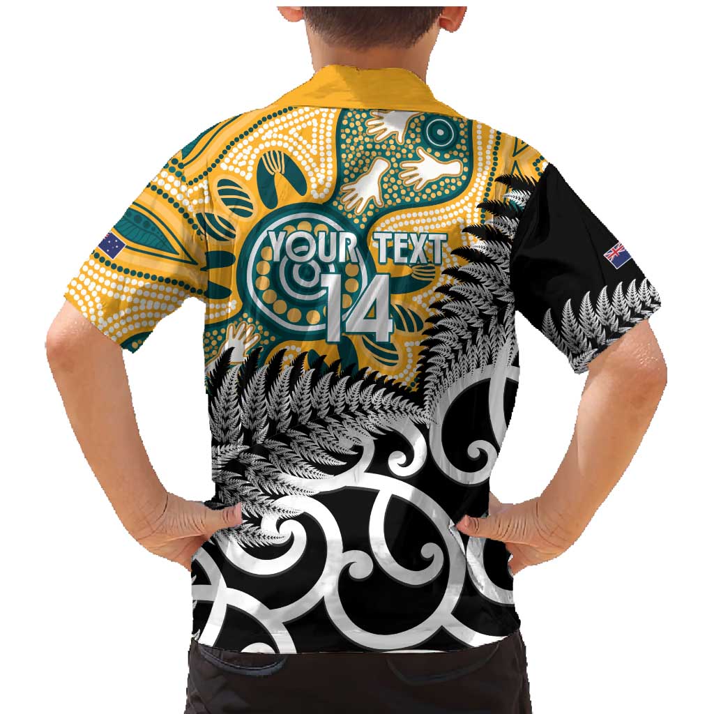 New Zealand Australia Rugby Custom Family Matching Mermaid Dress and Hawaiian Shirt Wallabies Aboriginal All Black Maori Tiki Together - Polynesian Pride