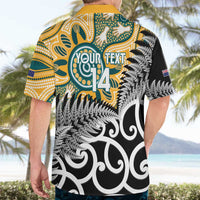 New Zealand Australia Rugby Custom Hawaiian Shirt Wallabies Aboriginal All Black Maori Tiki Together - Polynesian Pride