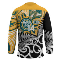 New Zealand Australia Rugby Custom Hockey Jersey Wallabies Aboriginal All Black Maori Tiki Together - Polynesian Pride