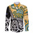 New Zealand Australia Rugby Custom Long Sleeve Button Shirt Wallabies Aboriginal All Black Maori Tiki Together - Polynesian Pride