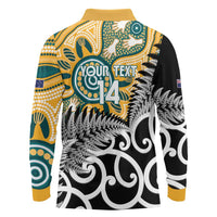 New Zealand Australia Rugby Custom Long Sleeve Polo Shirt Wallabies Aboriginal All Black Maori Tiki Together - Polynesian Pride