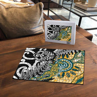 New Zealand Australia Rugby Puzzle Wallabies Aboriginal All Black Maori Tiki Together - Polynesian Pride