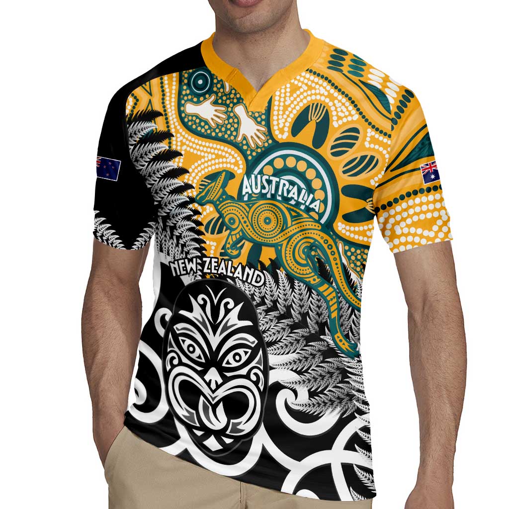 New Zealand Australia Rugby Custom Rugby Jersey Wallabies Aboriginal All Black Maori Tiki Together - Polynesian Pride