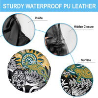New Zealand Australia Rugby Spare Tire Cover Wallabies Aboriginal All Black Maori Tiki Together - Polynesian Pride