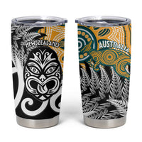 New Zealand Australia Rugby Tumbler Cup Wallabies Aboriginal All Black Maori Tiki Together - Polynesian Pride