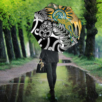 New Zealand Australia Rugby Umbrella Wallabies Aboriginal All Black Maori Tiki Together - Polynesian Pride