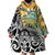 New Zealand Australia Rugby Custom Wearable Blanket Hoodie Wallabies Aboriginal All Black Maori Tiki Together - Polynesian Pride