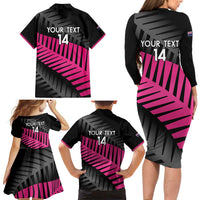 New Zealand Silver Fern Rugby Custom Family Matching Long Sleeve Bodycon Dress and Hawaiian Shirt 2025 All Black Go Champions - Polynesian Pride