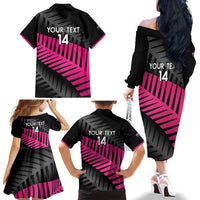 New Zealand Silver Fern Rugby Custom Family Matching Off The Shoulder Long Sleeve Dress and Hawaiian Shirt 2025 All Black Go Champions - Polynesian Pride