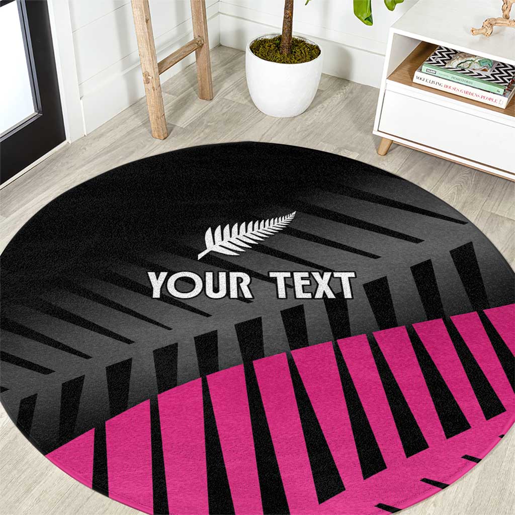 New Zealand Silver Fern Rugby Custom Round Carpet 2025 All Black Go Champions - Polynesian Pride