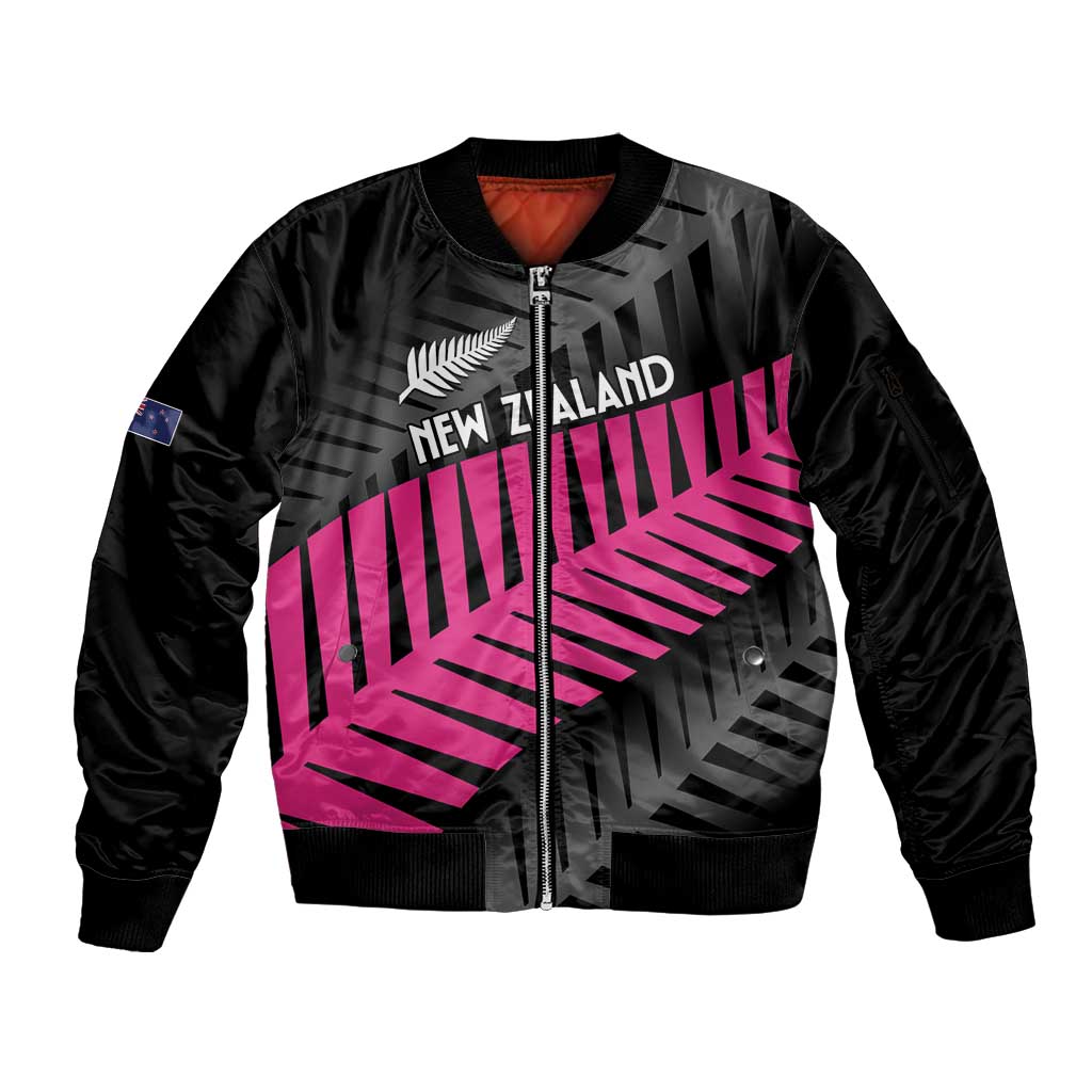 New Zealand Silver Fern Rugby Custom Sleeve Zip Bomber Jacket 2025 All Black Go Champions - Polynesian Pride