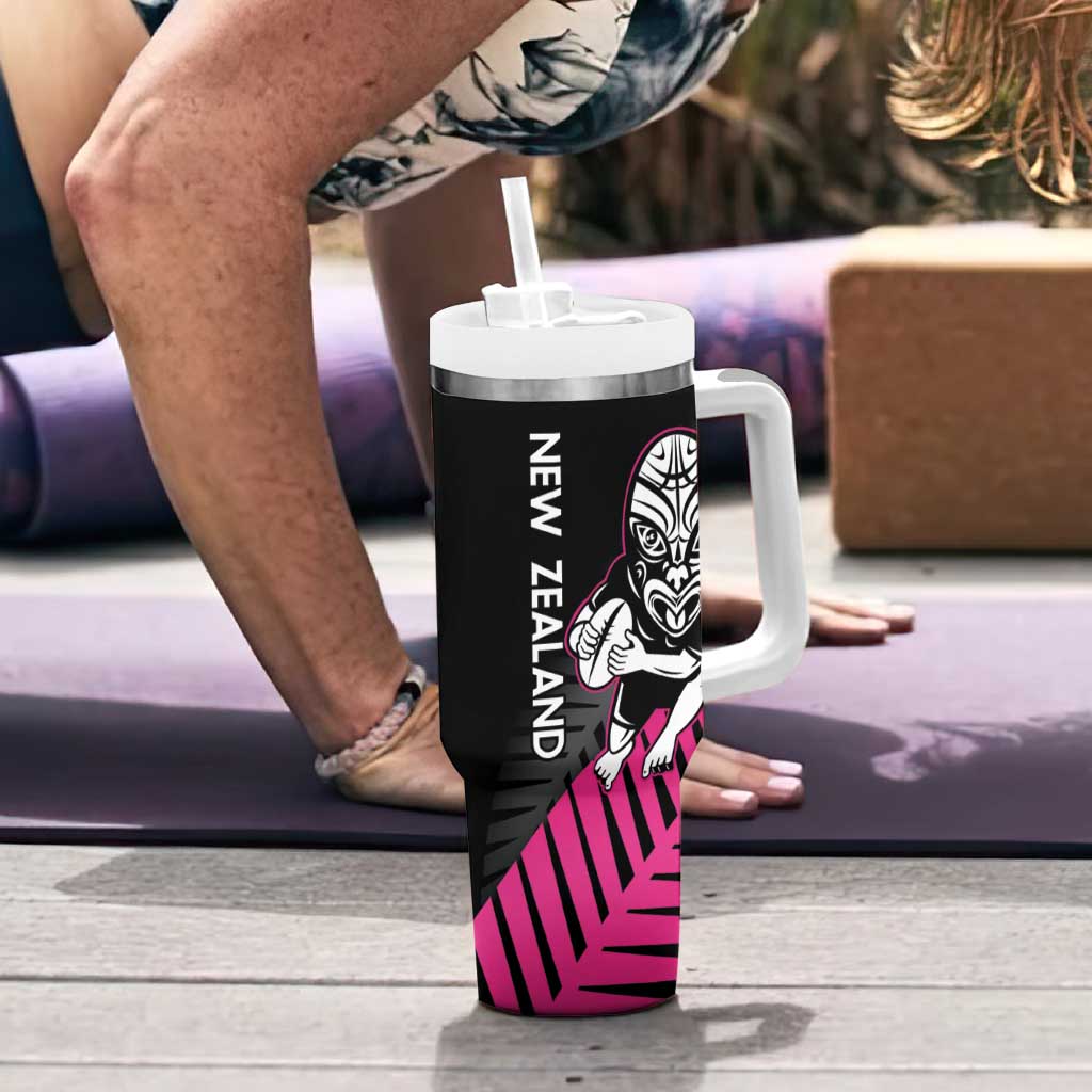 New Zealand Silver Fern Rugby Custom Tumbler With Handle 2025 All Black Go Champions - Polynesian Pride