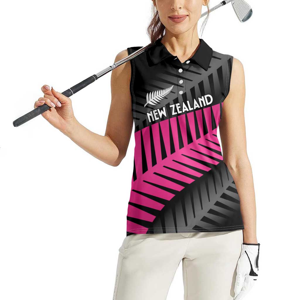 New Zealand Silver Fern Rugby Custom Women Sleeveless Polo Shirt 2025 All Black Go Champions - Polynesian Pride