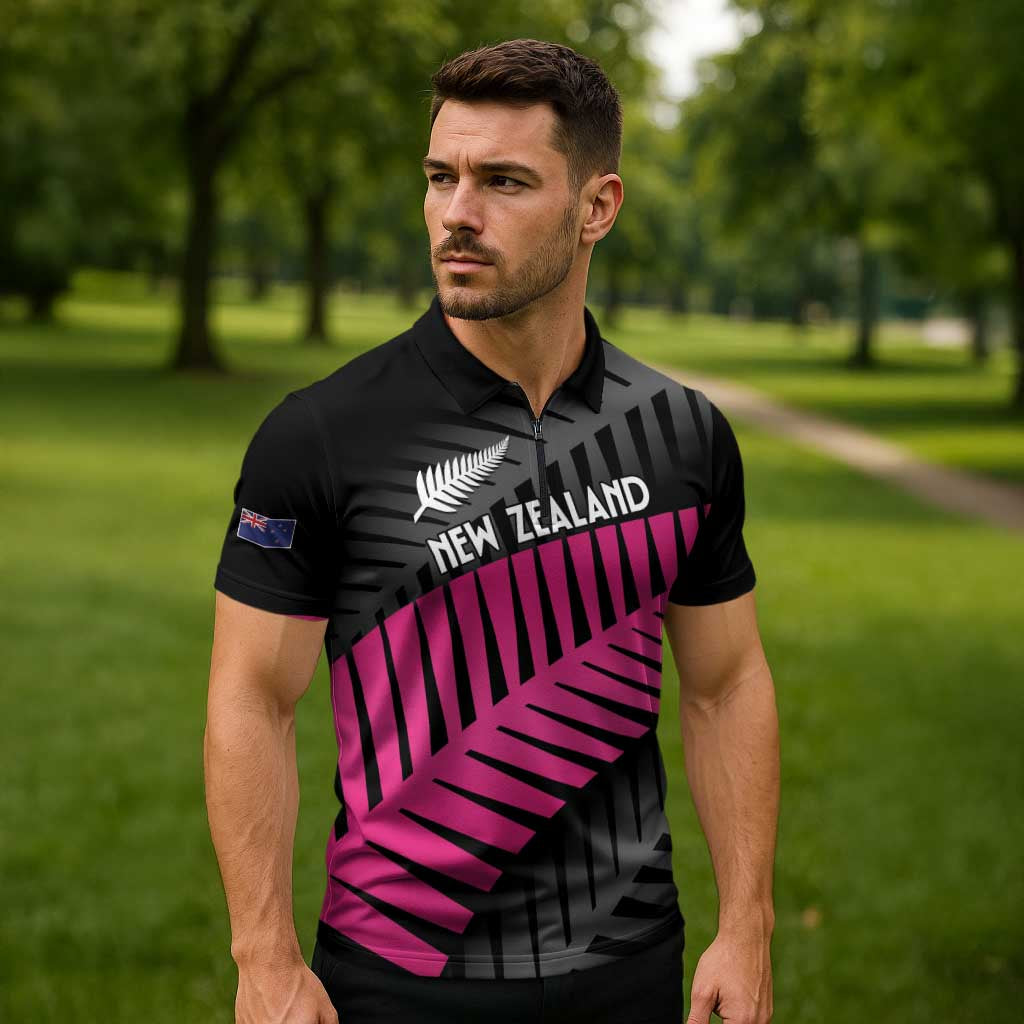 New Zealand Silver Fern Rugby Custom Zipper Polo Shirt 2025 All Black Go Champions - Polynesian Pride