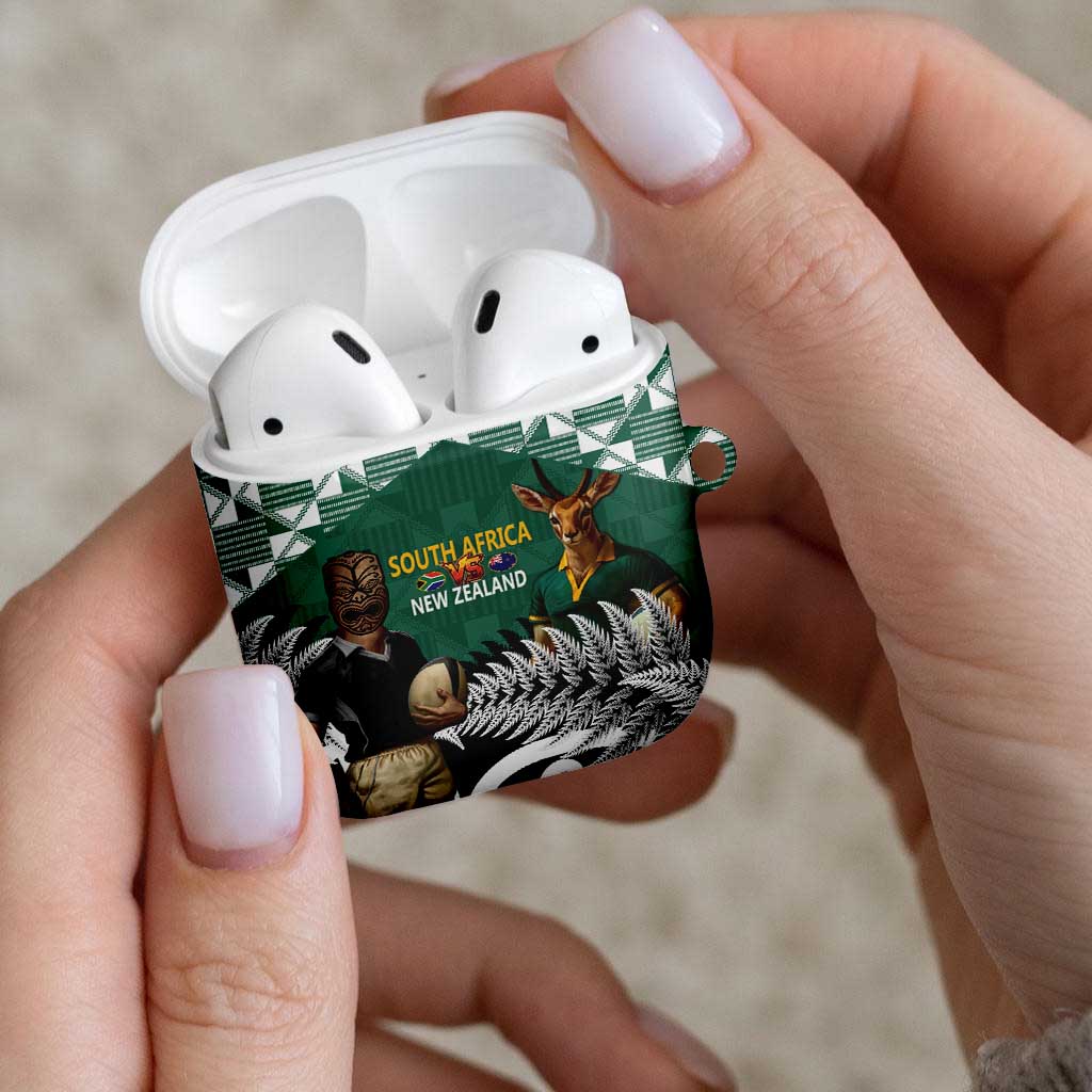 New Zealand South Africa Rugby AirPods Case Springboks Kente All Black Maori Together - Polynesian Pride