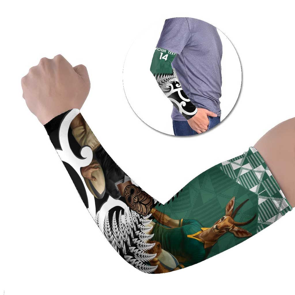 New Zealand South Africa Rugby Arm Sleeves Springboks Kente All Black Maori Together - Polynesian Pride