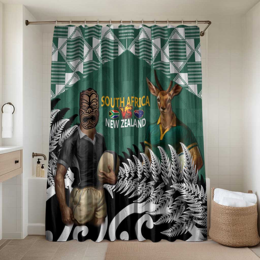 New Zealand South Africa Rugby Bathroom Set Springboks Kente All Black Maori Together - Polynesian Pride