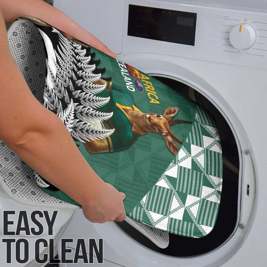 New Zealand South Africa Rugby Bathroom Set Springboks Kente All Black Maori Together - Polynesian Pride