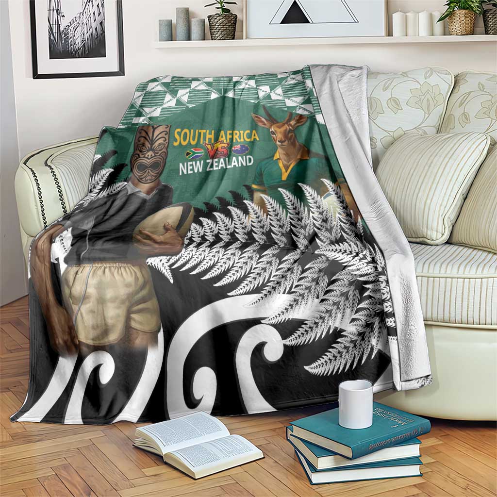 New Zealand South Africa Rugby Blanket Springboks Kente All Black Maori Together - Polynesian Pride