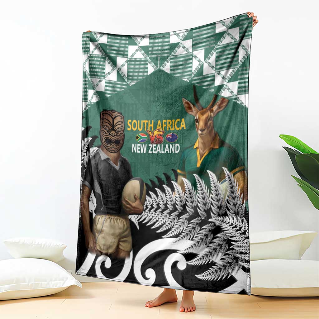 New Zealand South Africa Rugby Blanket Springboks Kente All Black Maori Together - Polynesian Pride