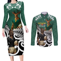New Zealand South Africa Rugby Custom Couples Matching Long Sleeve Bodycon Dress and Long Sleeve Button Shirt Springboks Kente All Black Maori Together - Polynesian Pride