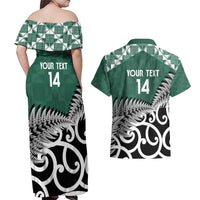 New Zealand South Africa Rugby Custom Couples Matching Off Shoulder Maxi Dress and Hawaiian Shirt Springboks Kente All Black Maori Together - Polynesian Pride