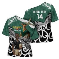 New Zealand South Africa Rugby Custom Cross Shoulder Shirt Springboks Kente All Black Maori Together - Polynesian Pride