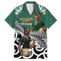 New Zealand South Africa Rugby Custom Family Matching Off The Shoulder Long Sleeve Dress and Hawaiian Shirt Springboks Kente All Black Maori Together - Polynesian Pride