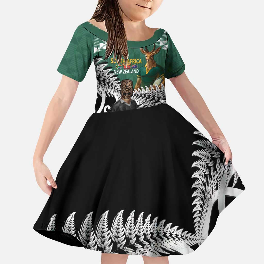 New Zealand South Africa Rugby Custom Family Matching Puletasi and Hawaiian Shirt Springboks Kente All Black Maori Together - Polynesian Pride